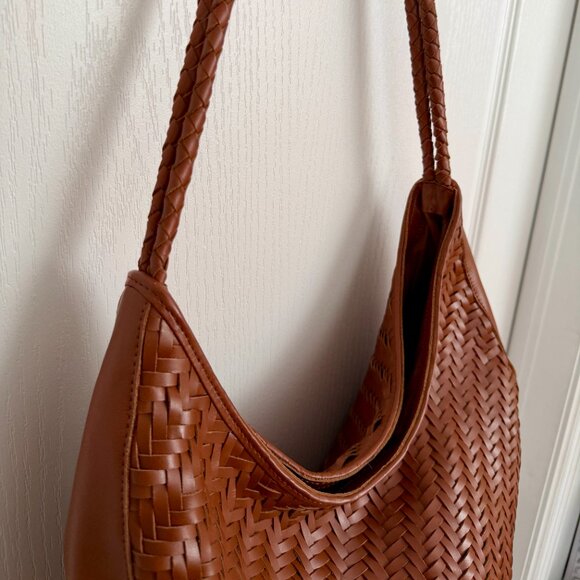 Bembien Bobbie Woven Leather Bag Sienna Cognac Brown - Picture 4 of 16